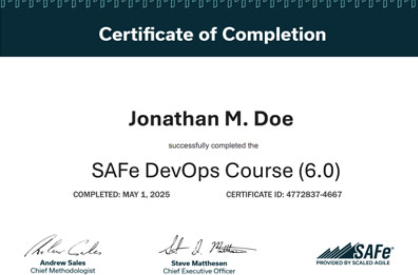 Earn a SAFe DevOps Course Completion Certificate
